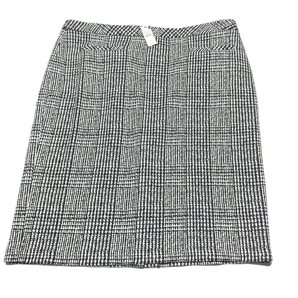 Talbots Women’s Skirt Size 16 Glen Plaid Cotton  Blend Black & White NWT